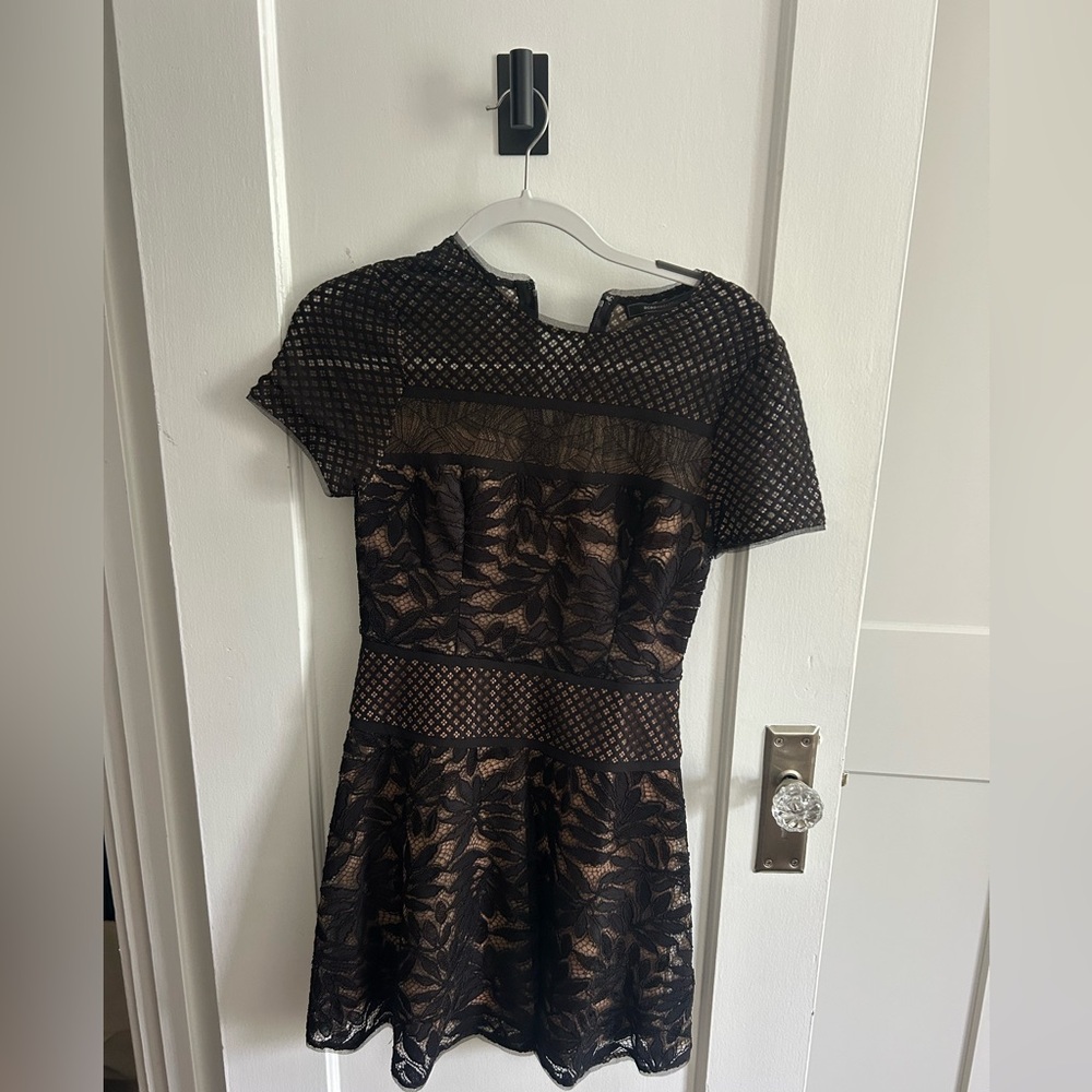 BCBGMaxAzria Black and Gold Mini Dress